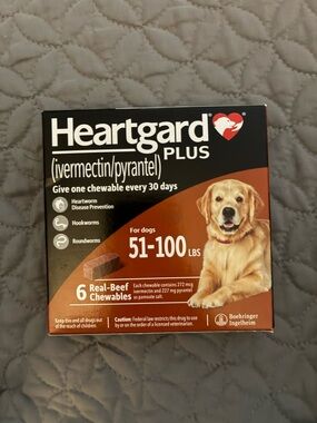 Heartgard Plus Real-Beef Chewables for Dogs 51-100 lbs - 6 pack